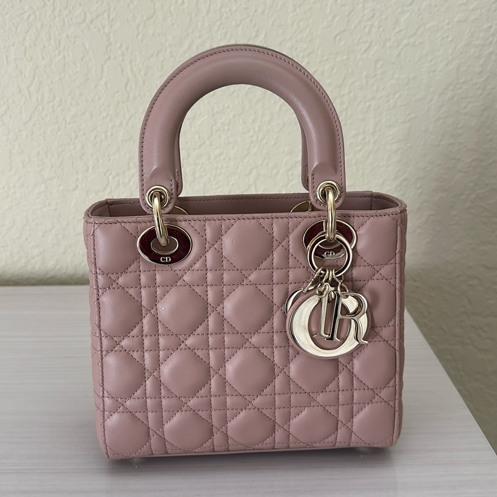 Small Lady Dior, Blush Cannage Lambskin